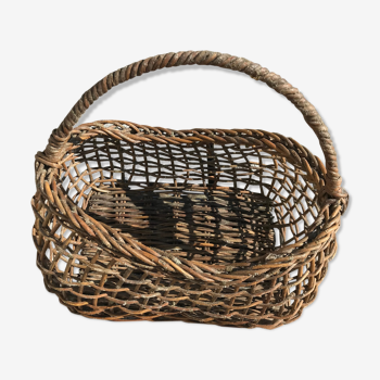 Vintage open wicker basket