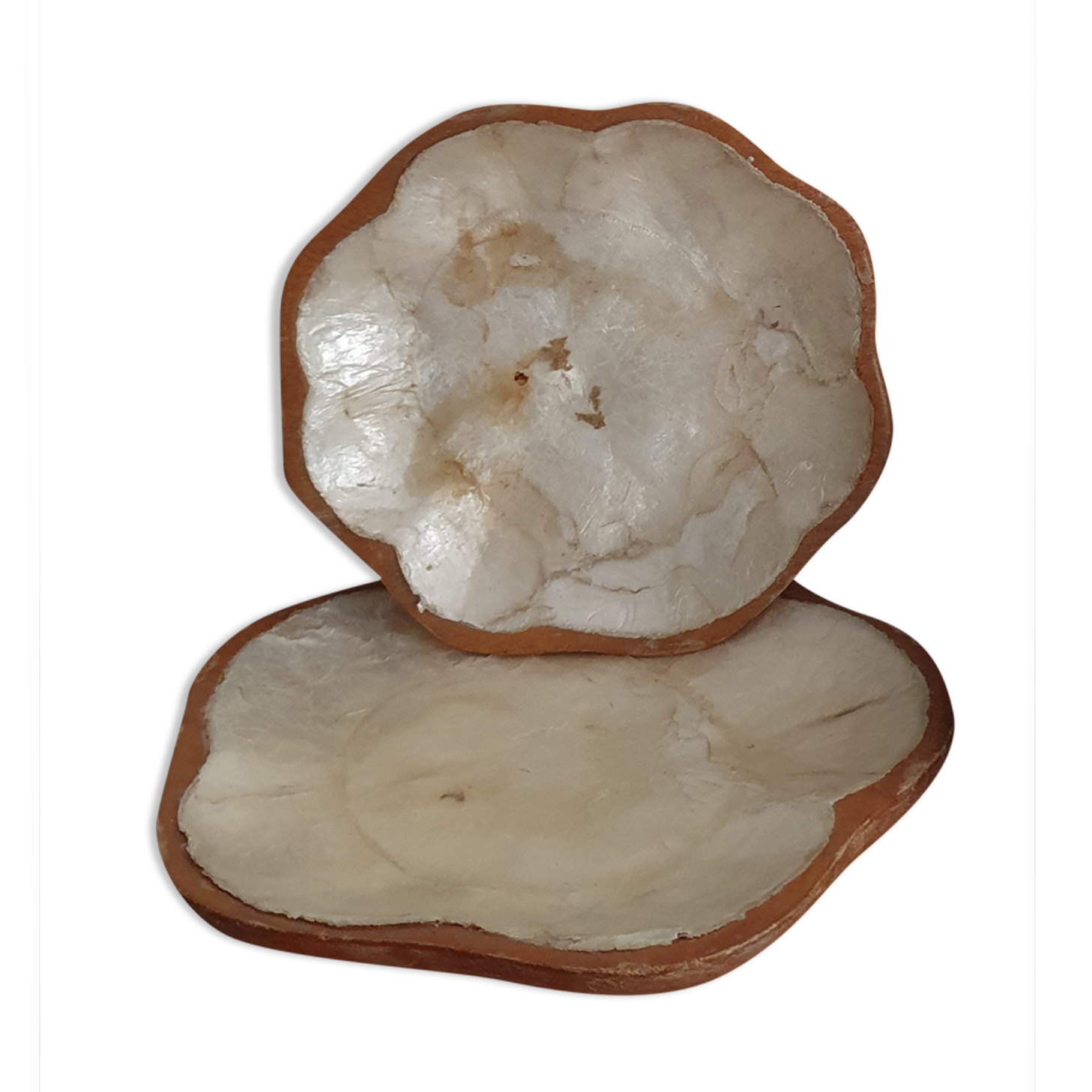 Empty wooden and mother-of-pearl pocket
