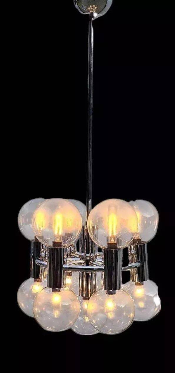 Pair of chrome chandeliers by Motoko Ishii for Staff.