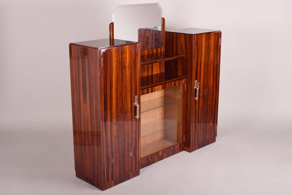 Art Deco Mahogany Sideboard with Mirror, France, 1920s