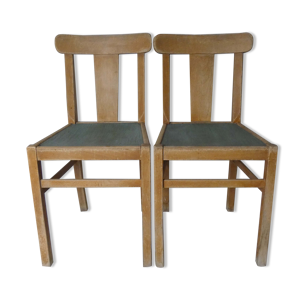 2 chaises de ferme en bois vintage