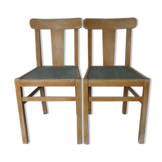 2 chaises de ferme en bois vintage