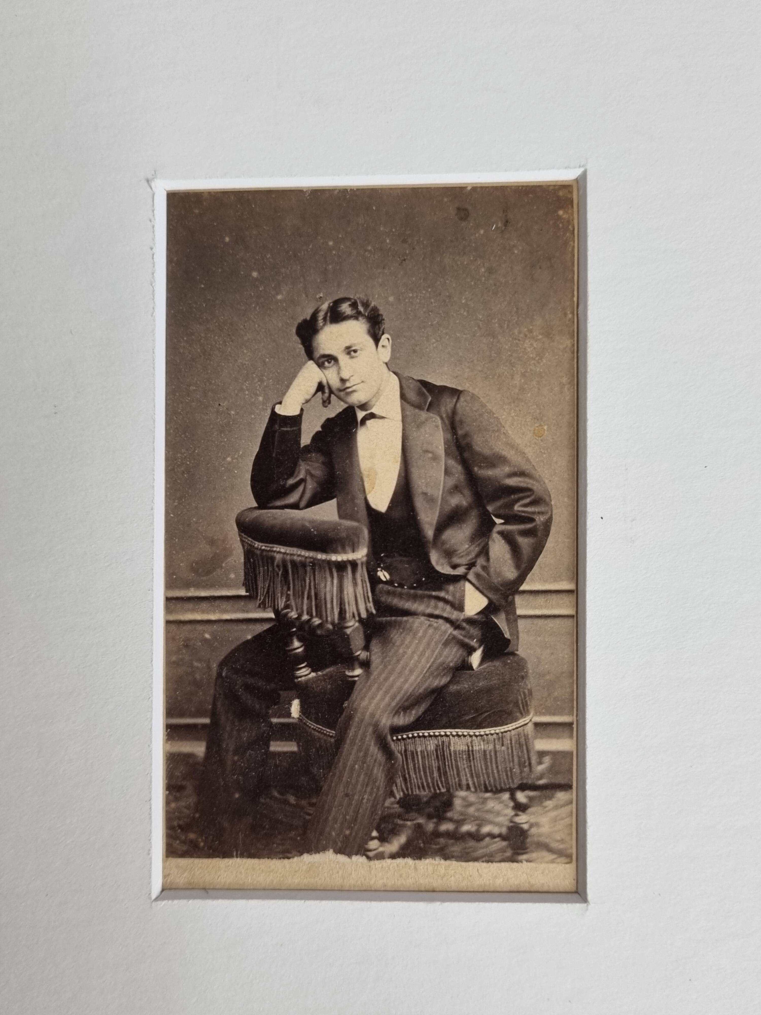 Set of 6 old photographs, 19th century studio portraits, men, women and children