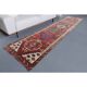 1970s Vintage Turkish Hand-Knotted Wool Cotton Red Runner Rug 90x390
