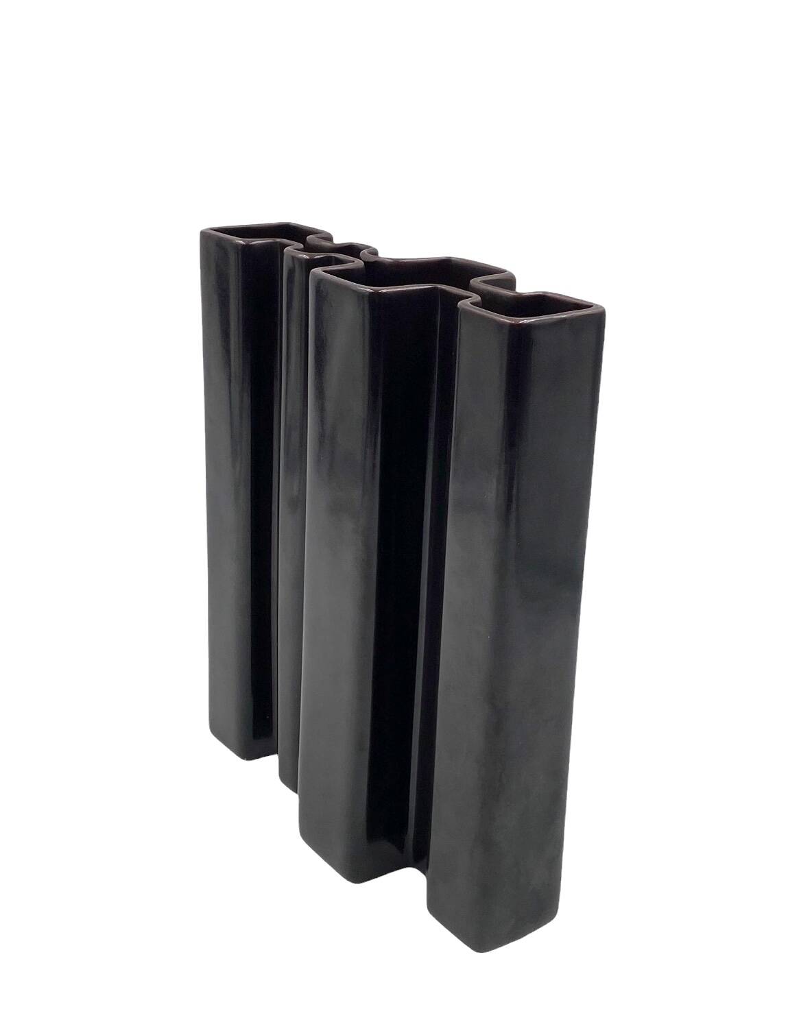 Angelo Mangiarotti, Space age brown ceramic vase, Fratelli Brambilla Italy ca. 1968