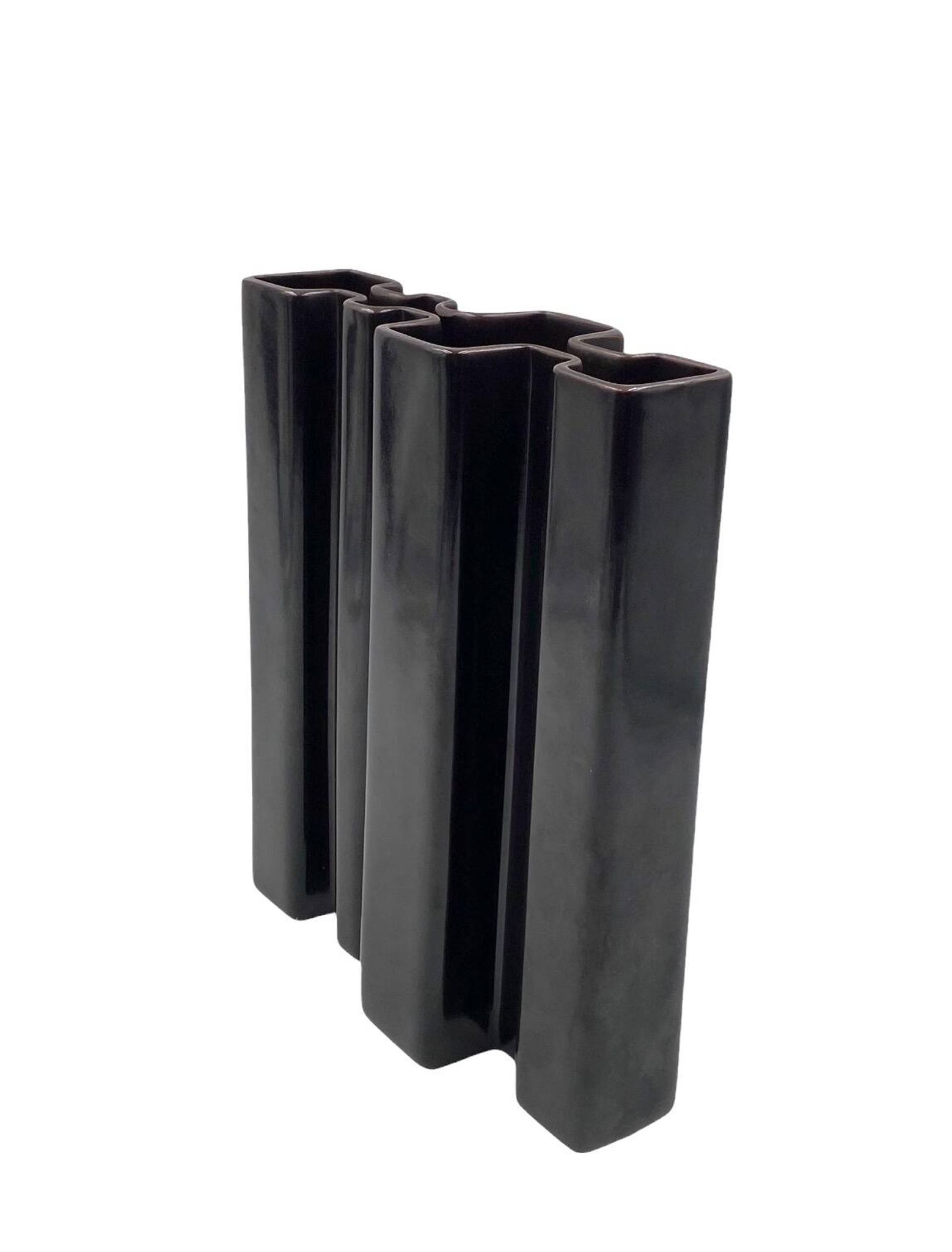 Angelo Mangiarotti, Space age brown ceramic vase, Fratelli Brambilla Italy ca. 1968