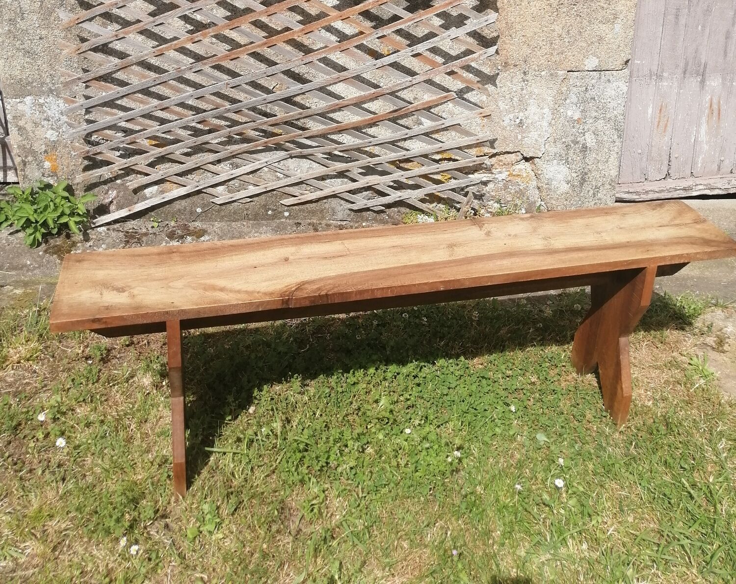 Wooden farmhouse bench