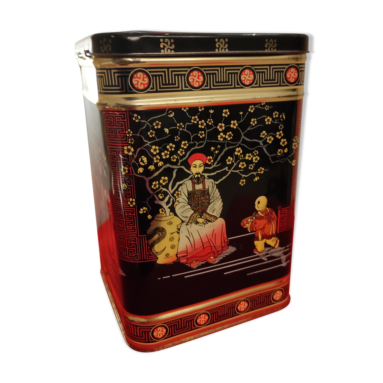 English metal tea box