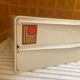 Bakelite white plastic vintage wall storage box with Flair origin label
