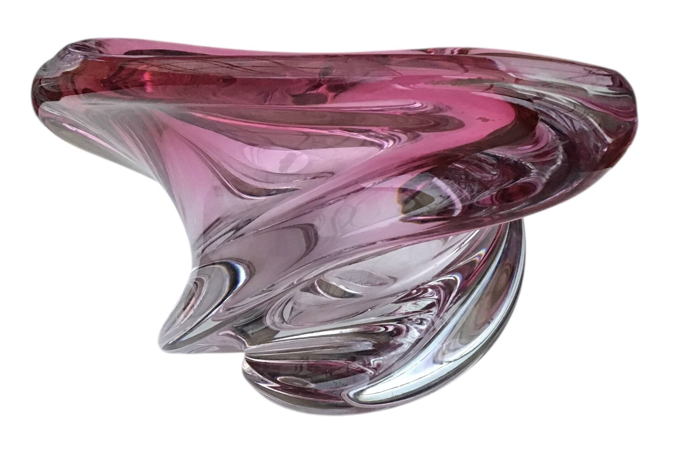 Vase Wave Val-Saint-Lambert ruby submerged design Delvenne 1950