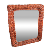 Vintage woven rattan mirror