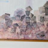 Swedish vintage oil on canvas painting" abstract composition with geometric elements" by bengt ander
