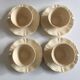 4 cups set in ivory faience from Sarreguemines to godrons