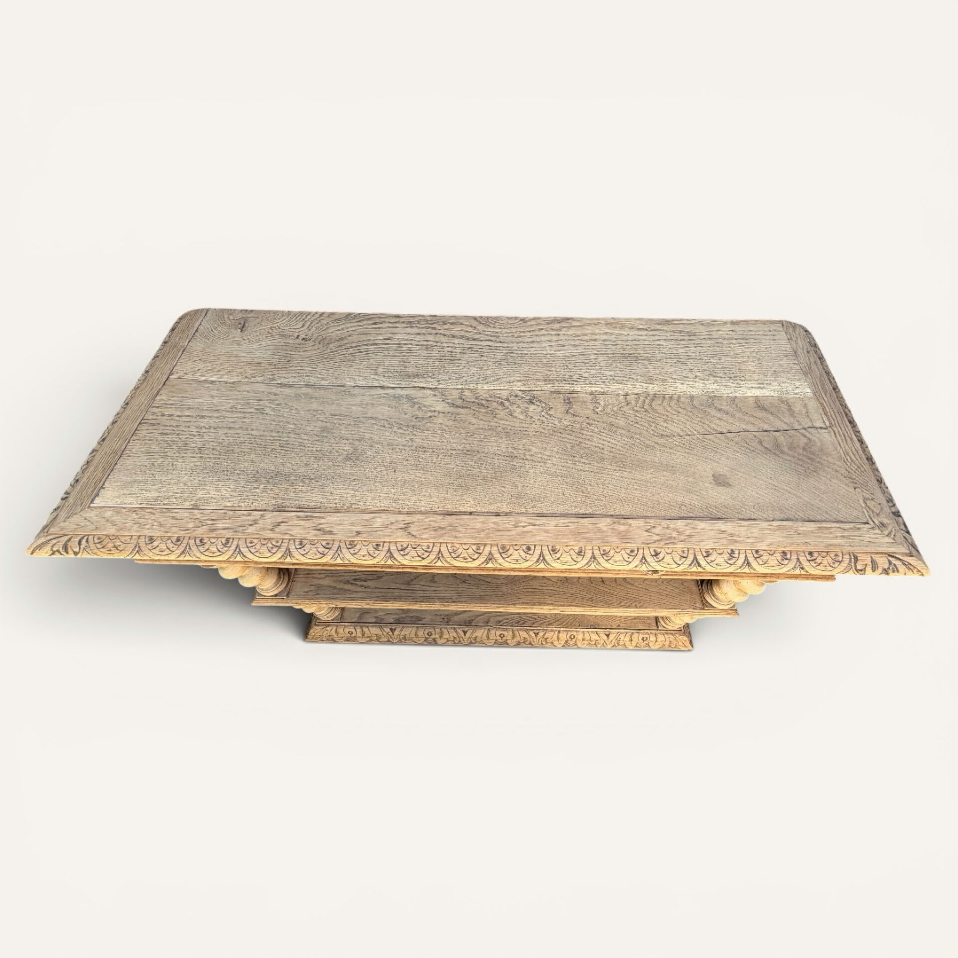 Console chêne brut massif décor végétal sculpté fin XIXe