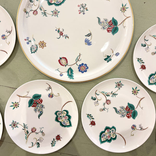 Dessert service Bernardaud, 1 course and 12 plates, Limoges porcelain