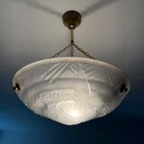 Art Deco washbasin in pressed glass Parakeet décor