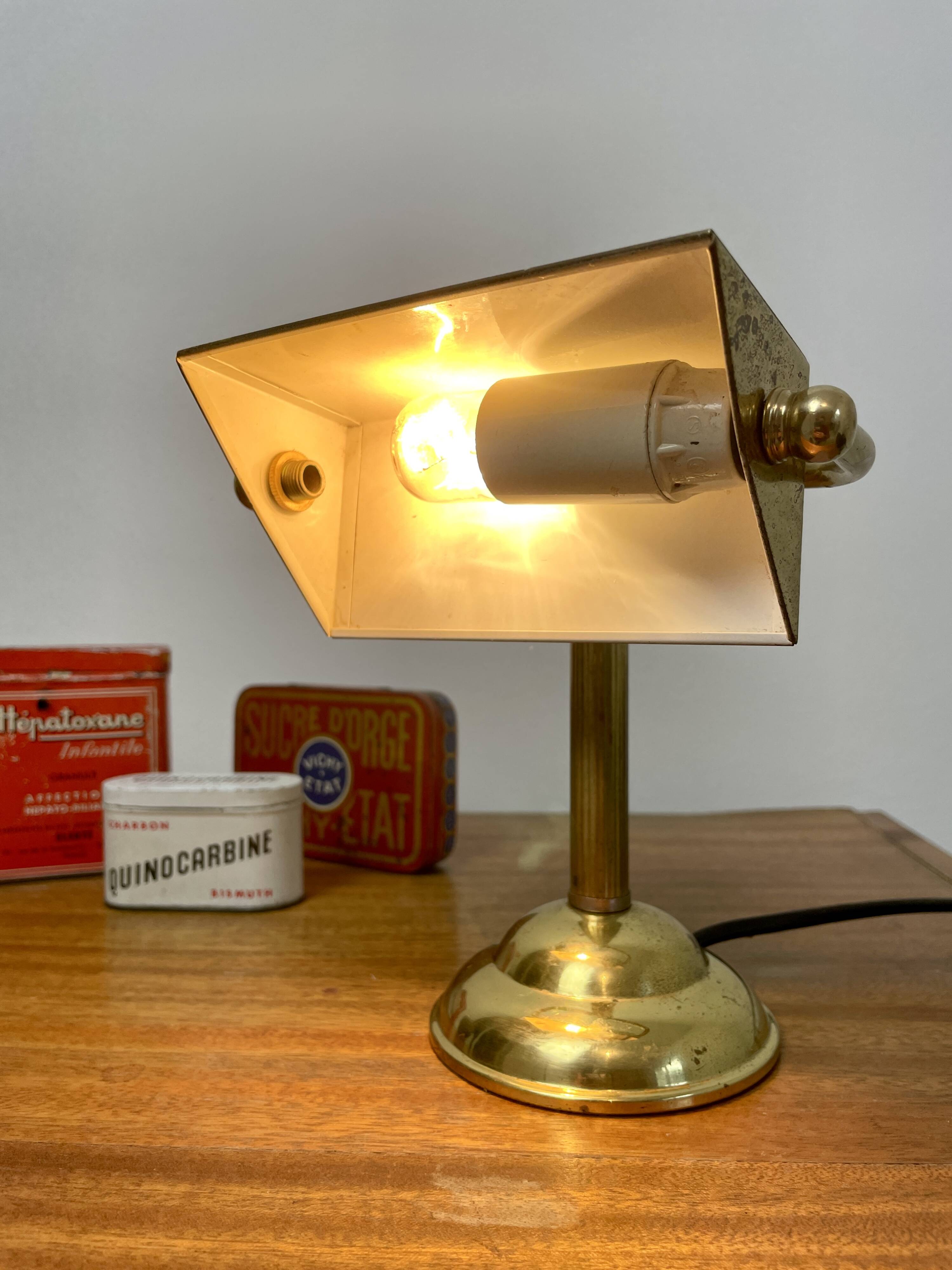 Antique brass notary lamp