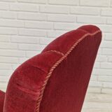 Set of 4 dinning chairs, oak wood, cherry-red velour, 1950s, danish design