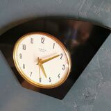 Vintage formica clock silent asymmetrical wall pendulum "Vedette noir"
