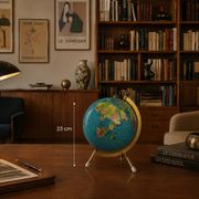 Globe terrestre vintage 1967 mappemonde dorée tripode Taride - 23 cm