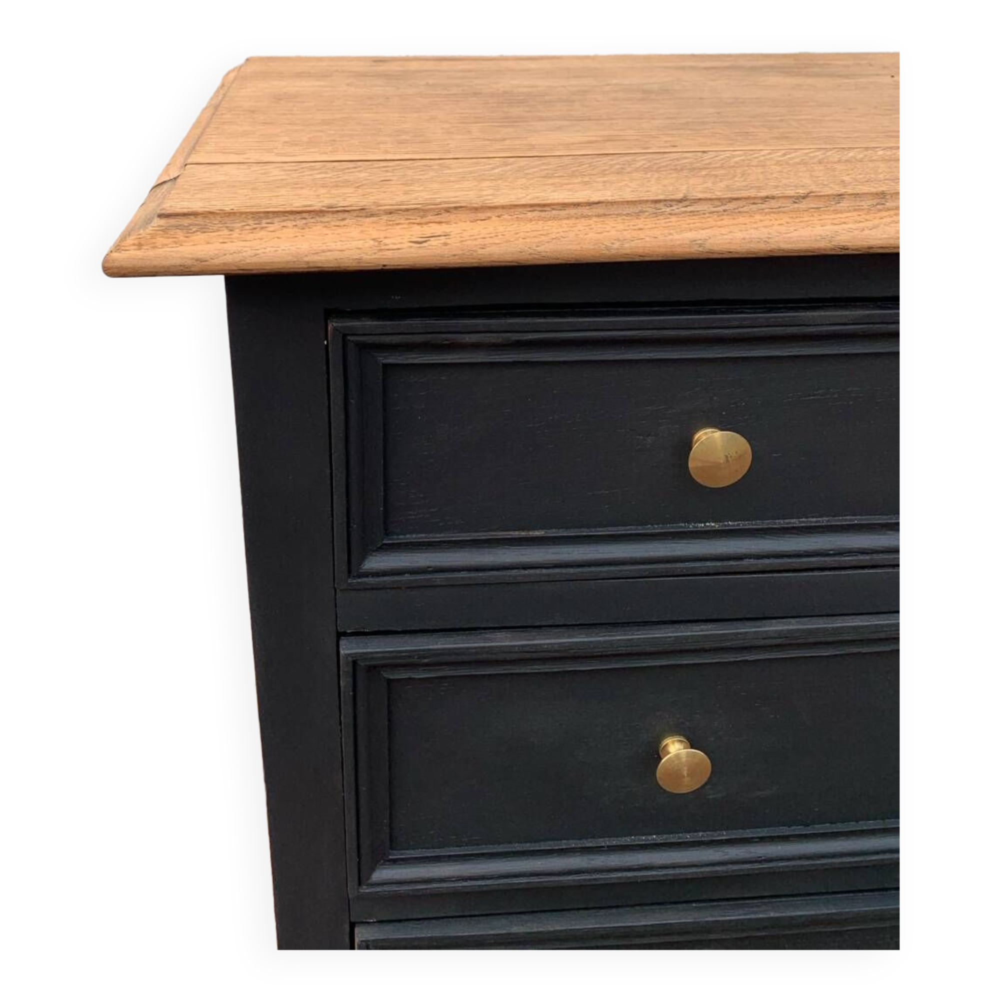 Matte black oak chest of drawers with 3 drawers