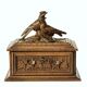 Box box carved wood flower foliage 2 birds black forest with old key