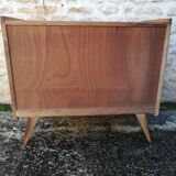 Vintage rattan and oak chest of drawers