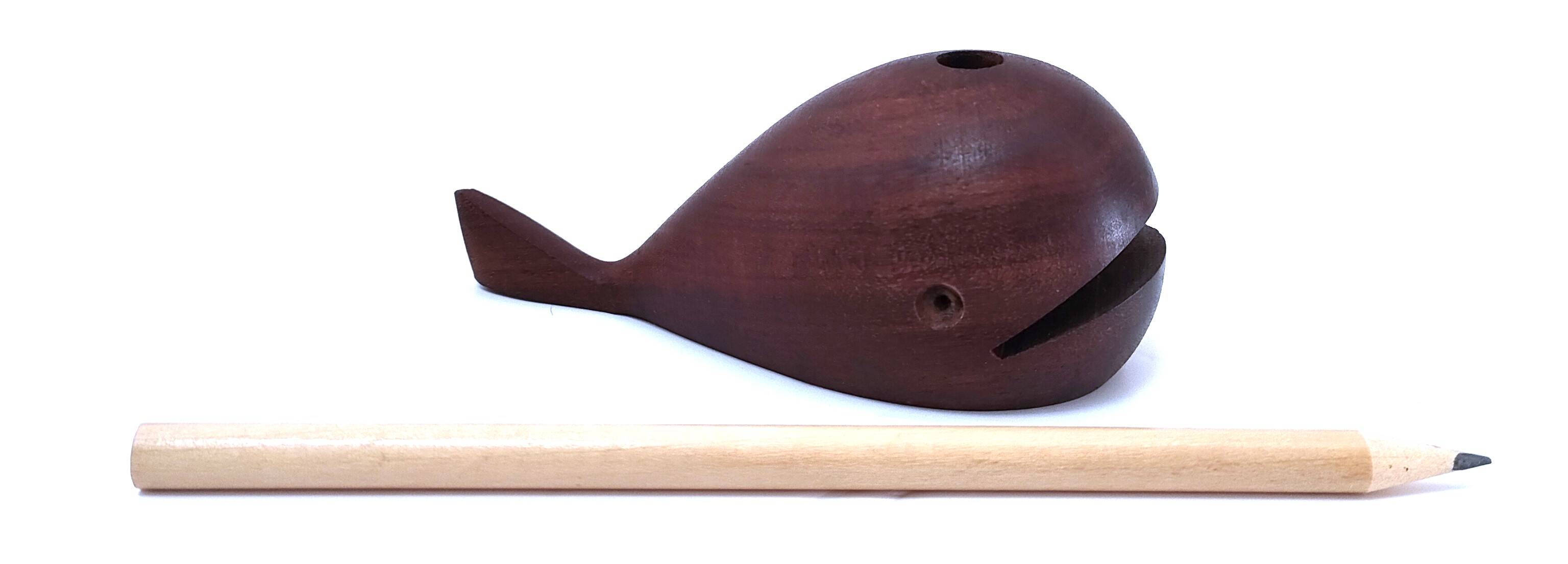 Scandinavian design wooden whale pen holder