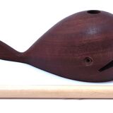 Scandinavian design wooden whale pen holder