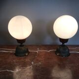 Paire de lampe Art Déco en opaline