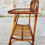 Bamboo and rattan side table, Italy, circa 1960s