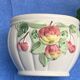 White glazed ceramic pot cover slurry vintage fruit