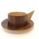 Vintage wooden cups and saucers in teak