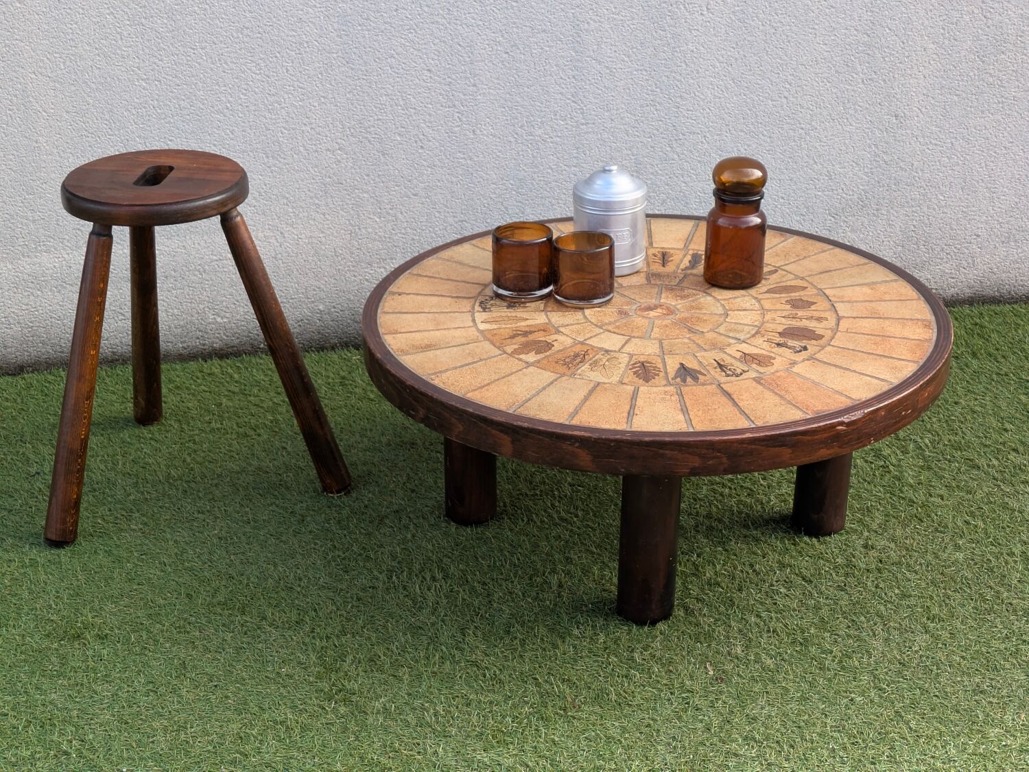 Vintage Herbier coffee table by Roger Capron