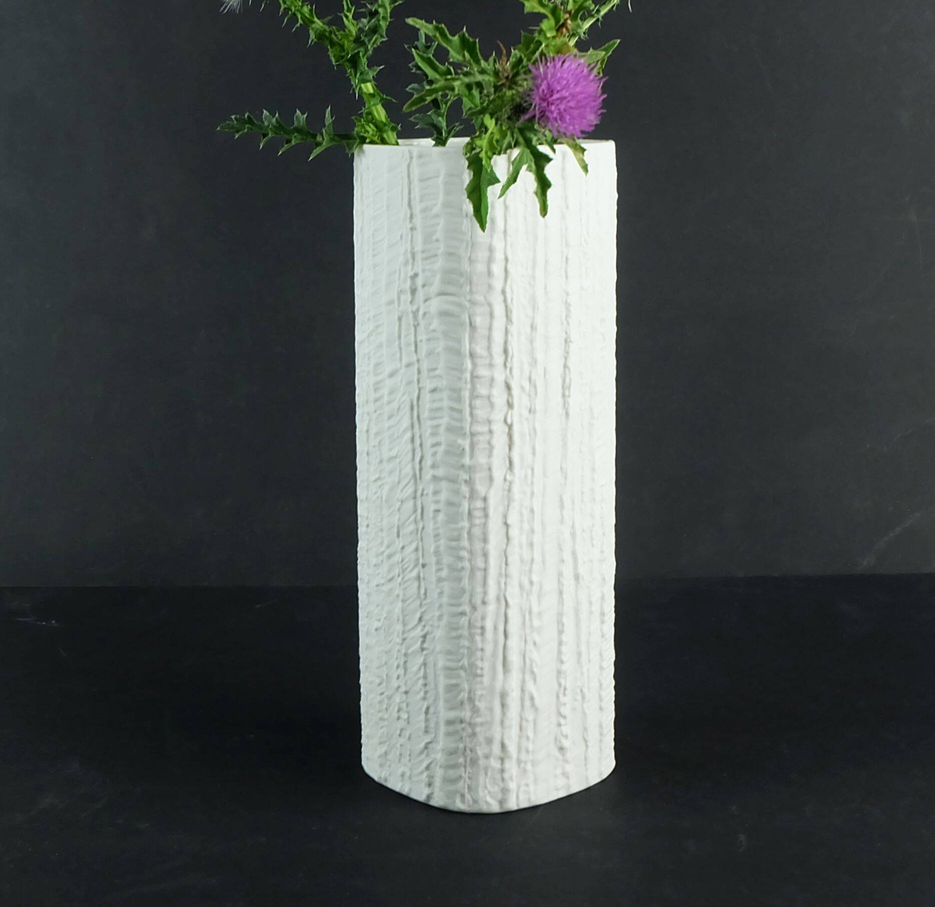 white VASE thomas porcelain decor arcta matte glaze relief structure 1960s