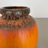 Set of Two Pottery Fat Lava Vases "Multi-Color" by Scheurich, Germany, 1970s