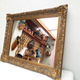 old rectangular mirror aged golden tower