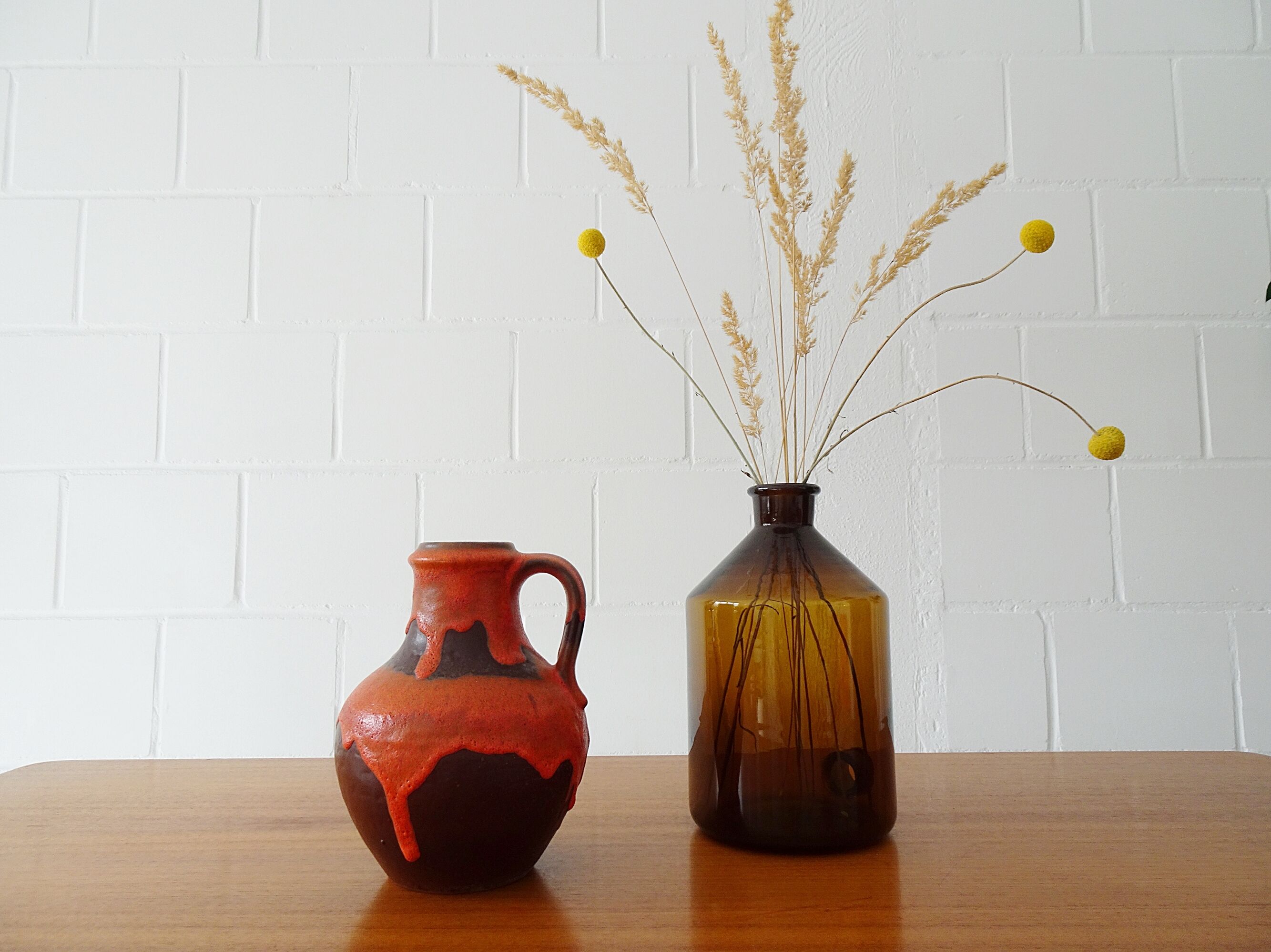 Carstens vase in brown-orange, Mid Century handle vase, Carstens Tönnieshof jug vase