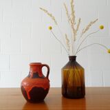 Carstens vase in brown-orange, Mid Century handle vase, Carstens Tönnieshof jug vase