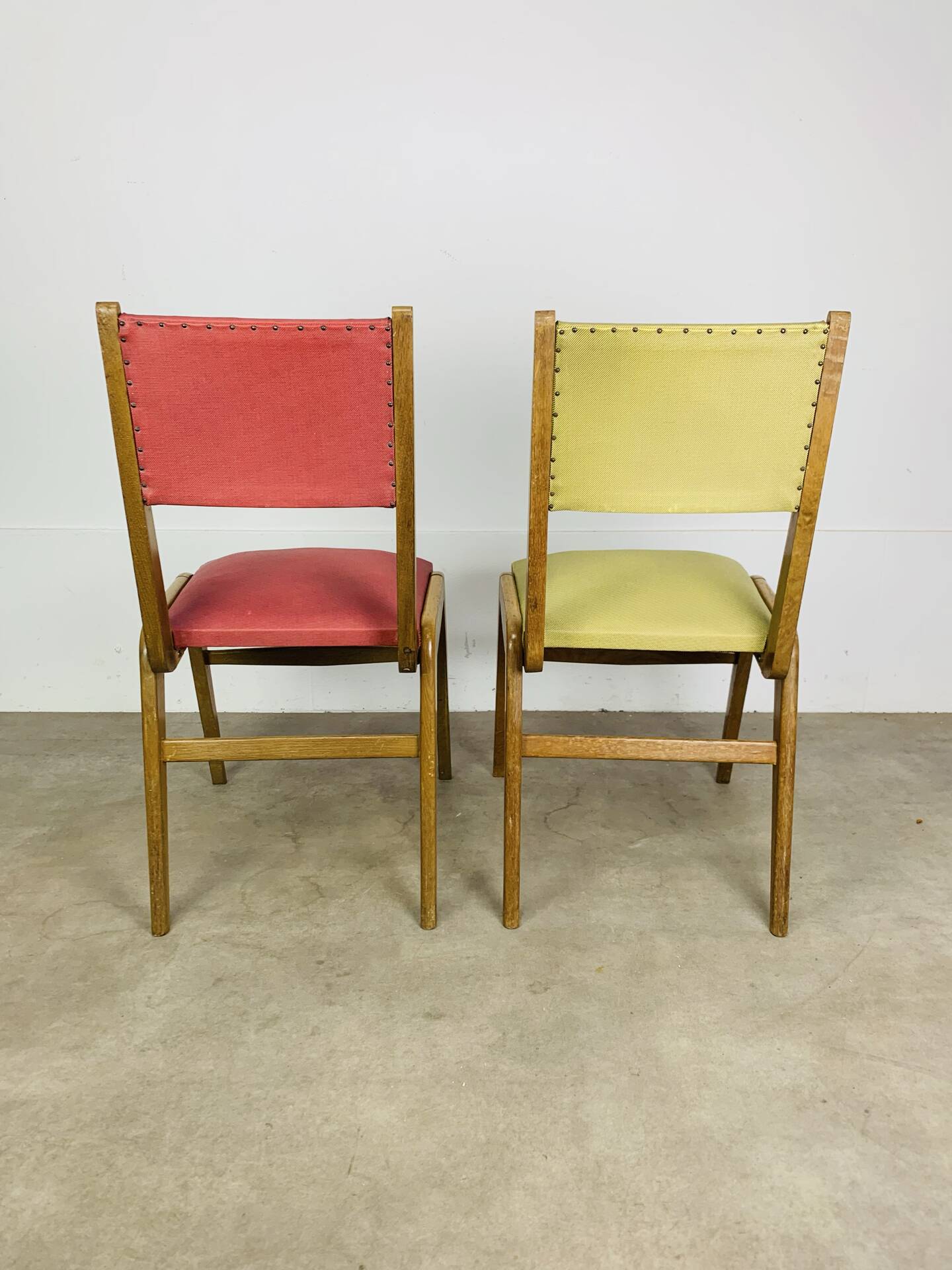 Pair of 50's style reconstruction chairs, wood