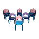12 multicolored chairs wood and metal, 80s