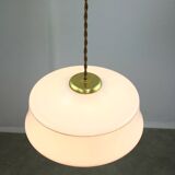 Mid-century italian brass and opaline pendant lamp