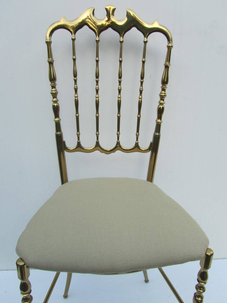 Italian Side Chair in Golden Brass by Giuseppe Gaetano Descalzi for Chiavar