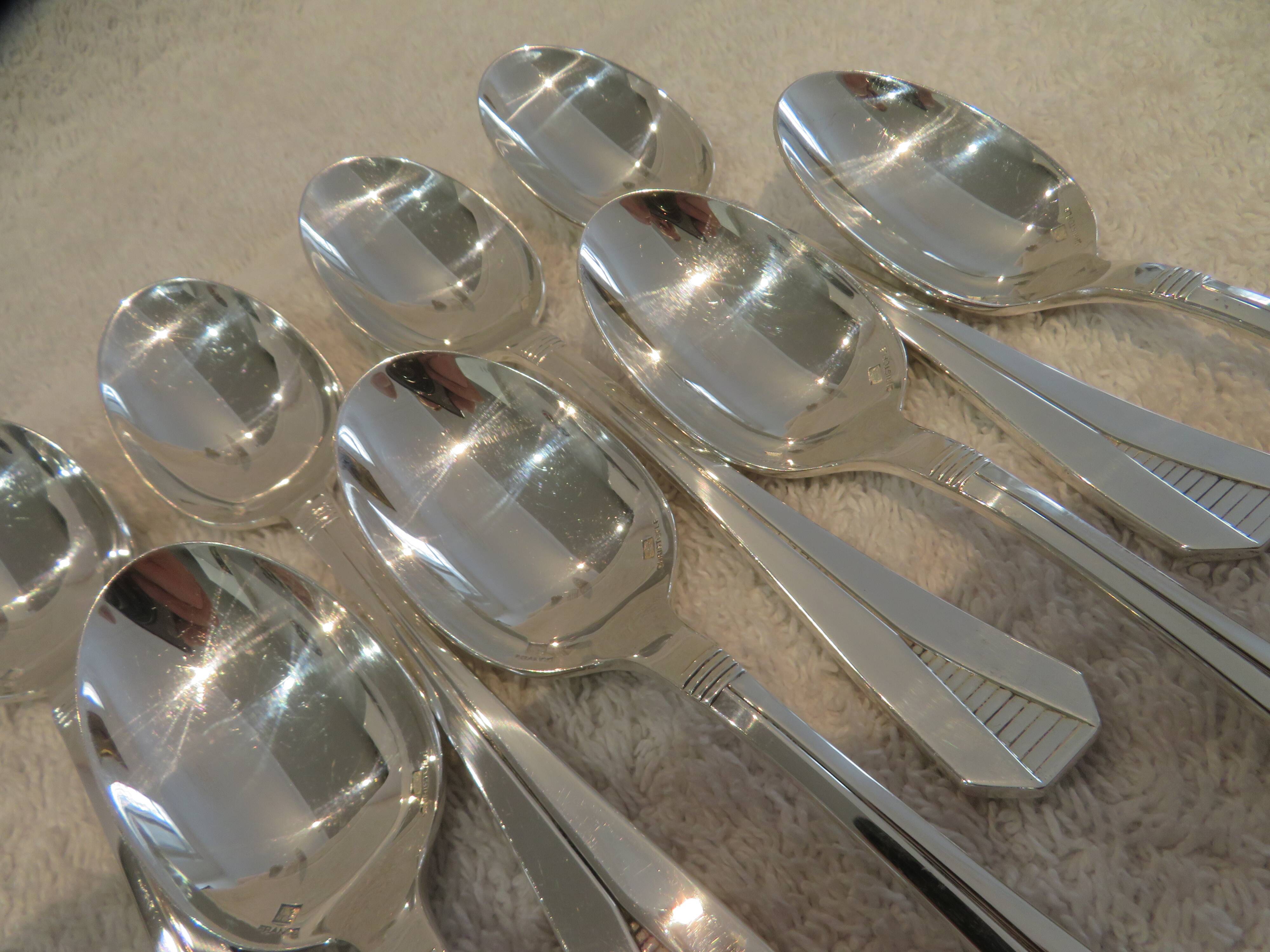 8 silver-plated teaspoons Christofle Atlantide 13.7cm