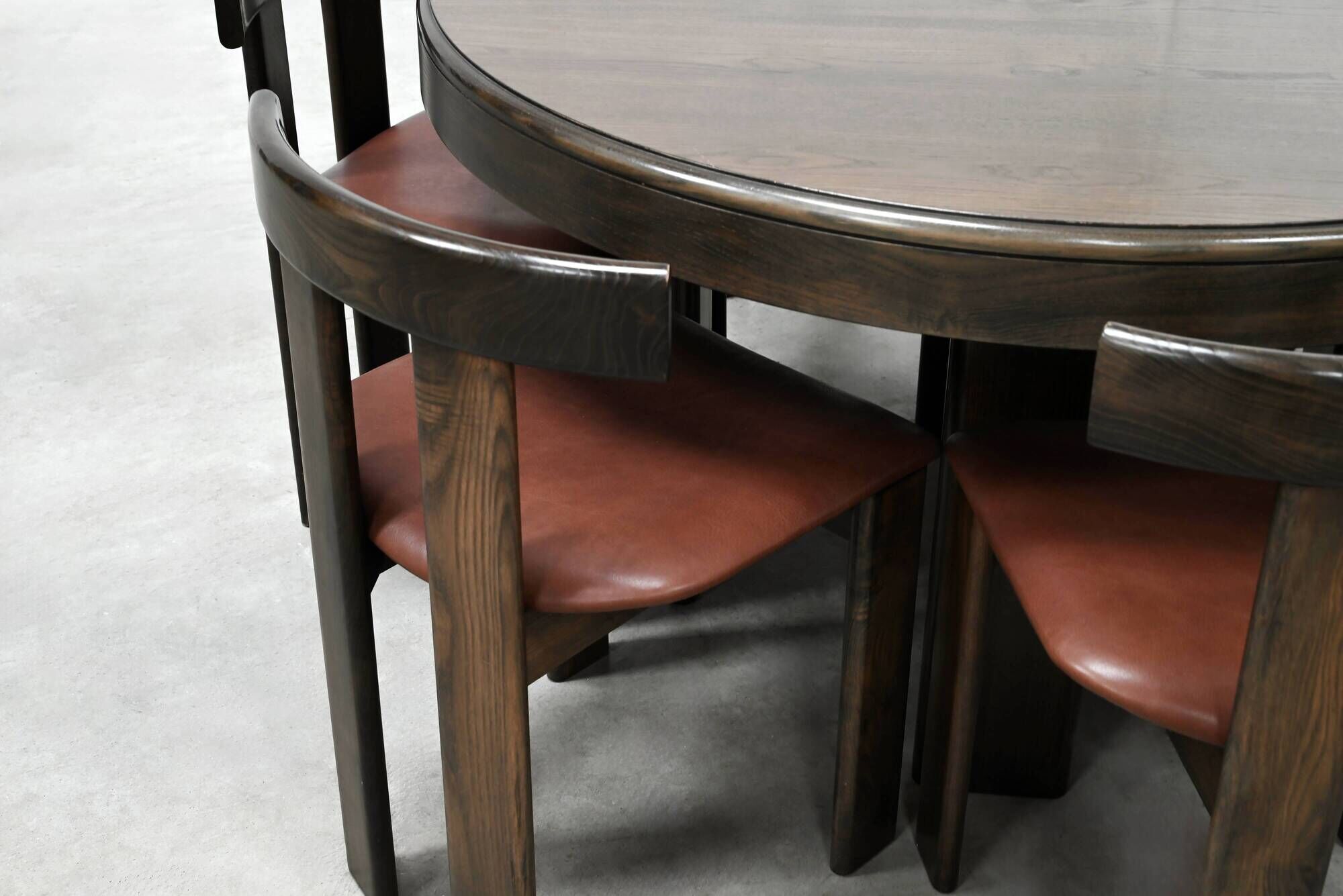 Dining Set by Luigi Vaghi for Former with Six Leather Chairs, Italy 1960's