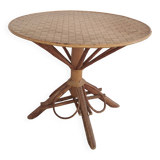 decorative round table with wicker and rattan