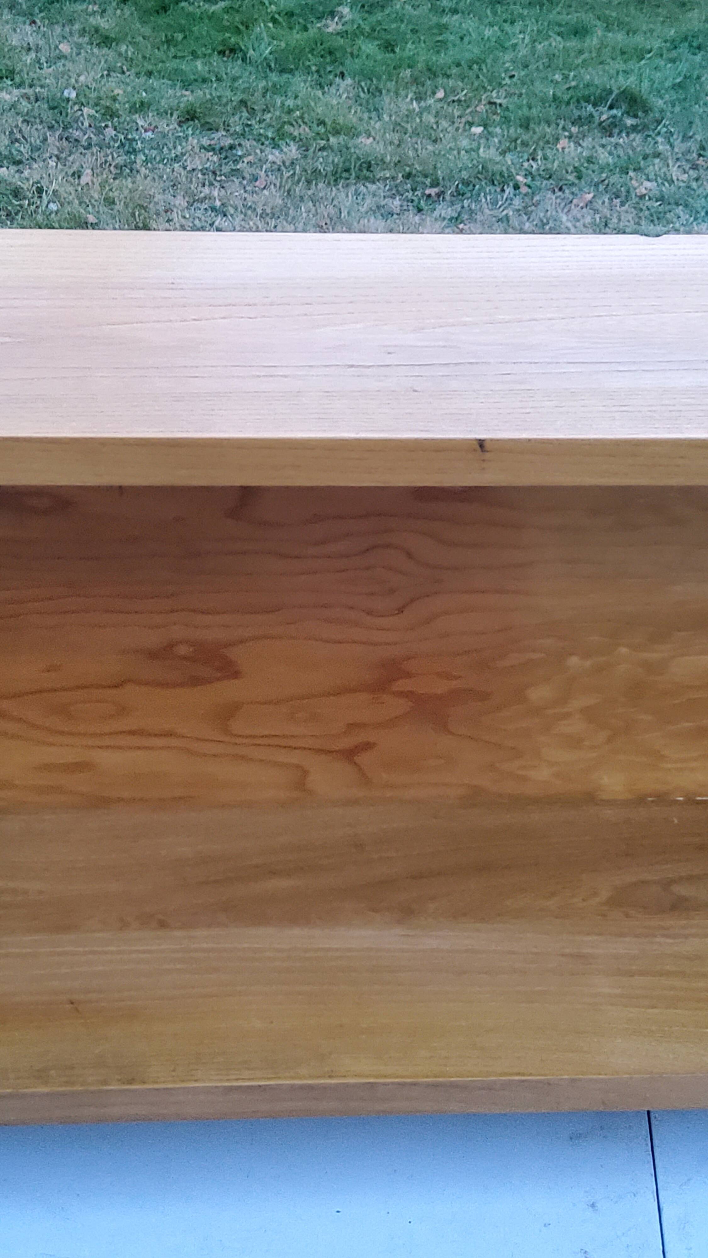 Double wall shelf in solid blond oak from the 1950s