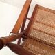 Bamboo folding chair and canning, leather and brass