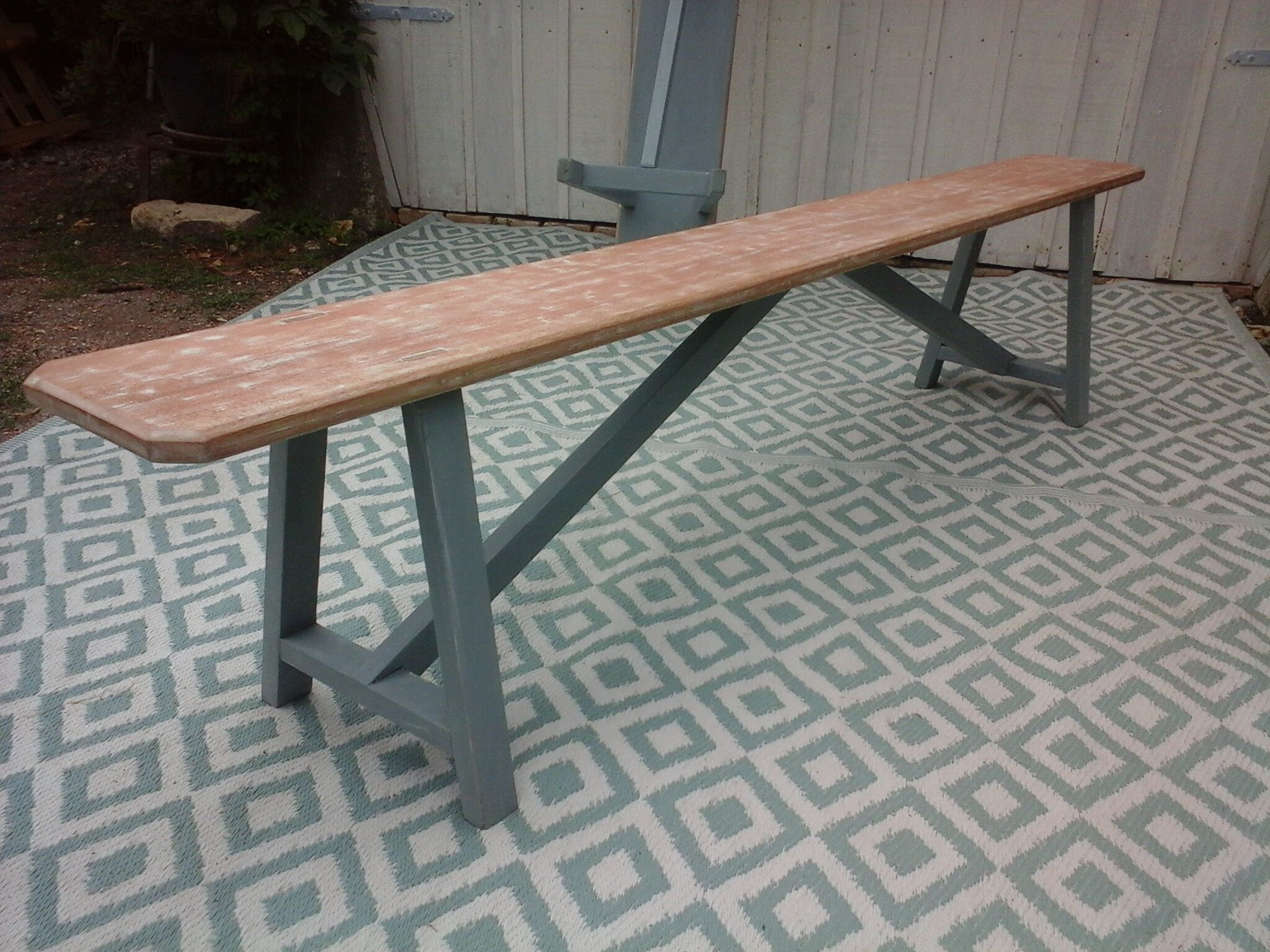 Pair of large wooden benches