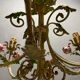 Italian Florentine Tole and Ceramic Flower Chandelier, 1950s
